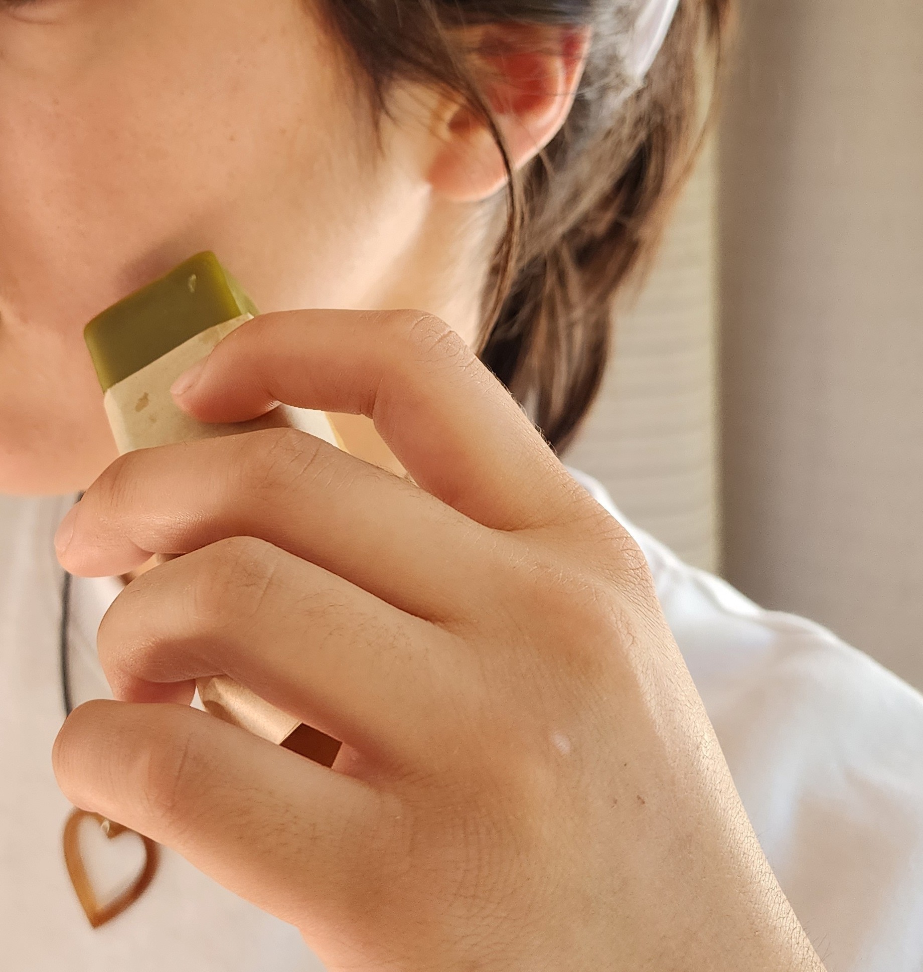 Kawakawa Skincare Sticks For Hands, Legs, Face among other uses. Keep (part of) one for your lips.